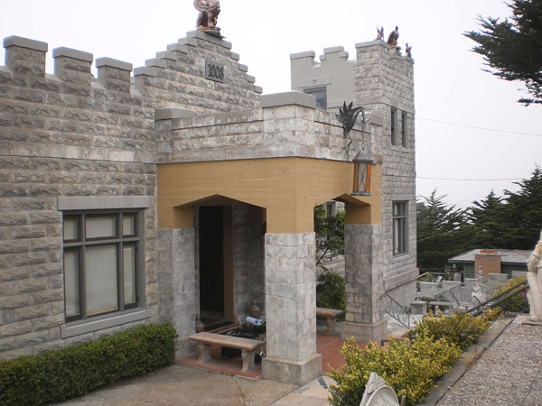 historic concrete reconstruction - Mazza Castle after window header repairs but prior to building wash and seal.