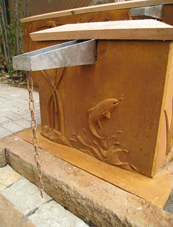 concrete carved water feature