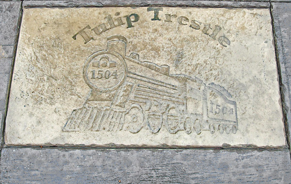 tulip trestle concrete work - Thanks to community involvement and a host of volunteers, the historic Tulip Trestle can now be viewed from a stamped concrete platform. Photos by Larry Shute