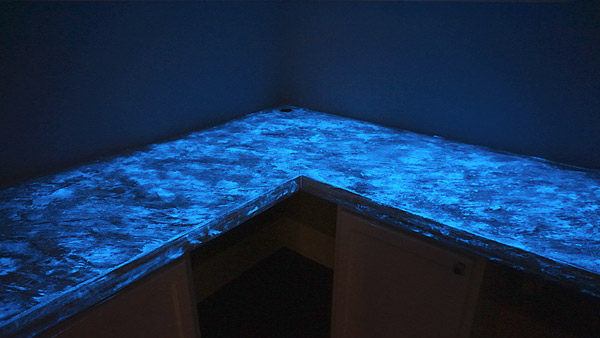 Glow in the Dark Concrete Countertops mix in the glow in the dark granules into the concrete countertop mix.