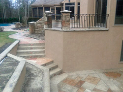 stamped concrete patio and stairs