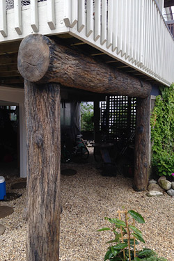 concrete log patio supports