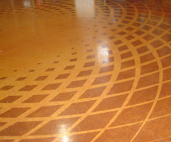 geometric stenciled concrete in the shape of a sphere