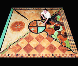 mixed checkered floor with compass and patterns
