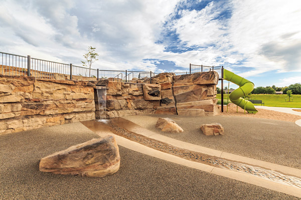 Whereas the original design called for a 14-foot wall of stacked sandstone, the city park in Denver ended up with GFRC rock panels that better mimicked the desired Colorado terrain. The judges called the coloring astonishing.