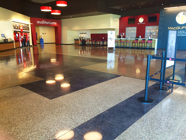 new polished concrete floor at AMC Theatre in St. Charles, Missouri