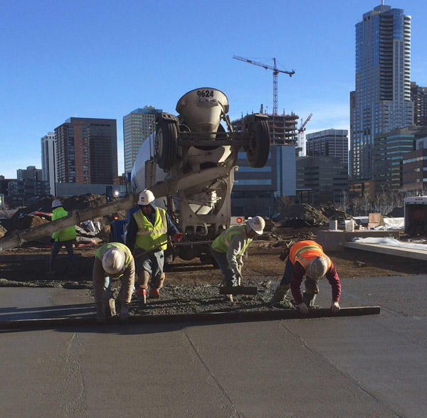 Even simple tools, such as a straight edge, can make a difference for a well-executed concrete pour. Photo courtesy of Colorado Hardscapes