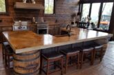 Concrete countertop in a whiskey themed kitchen