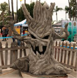 Spooky tree made of concrete at the Concrete Decor Show.