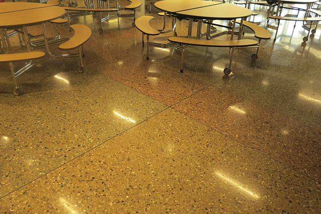 Stevensville Middle School polished concrete