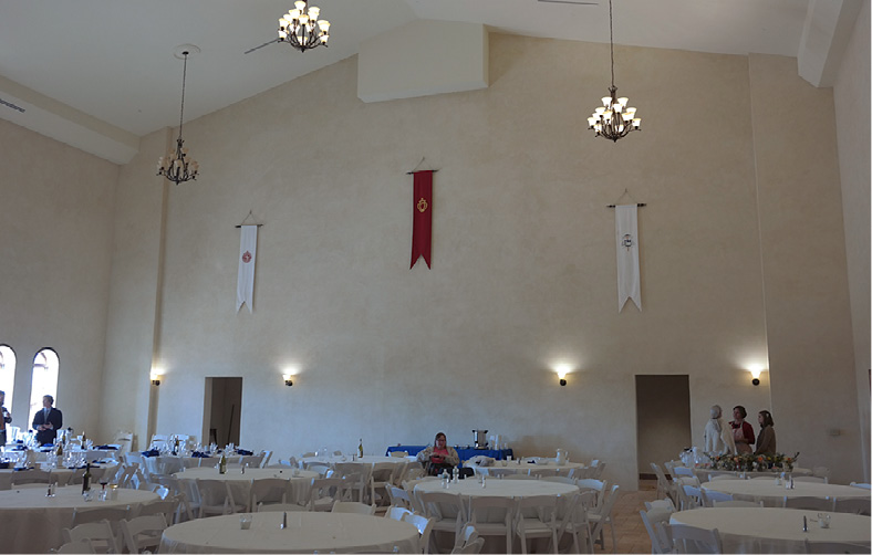 Large church multipurpose room is coated with a polymer modified concrete coating by Pure Texture.