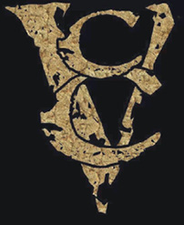 Vertical Concrete Creations logo black and gold VCC.