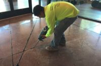 putting down joint filler on a commercial floor