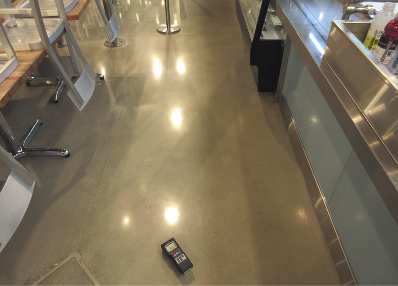 The clarity of reflections on a floor where the gloss is created by stain protection isnt very clear.