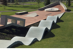 skate park with huge ribbon of wavy concrete