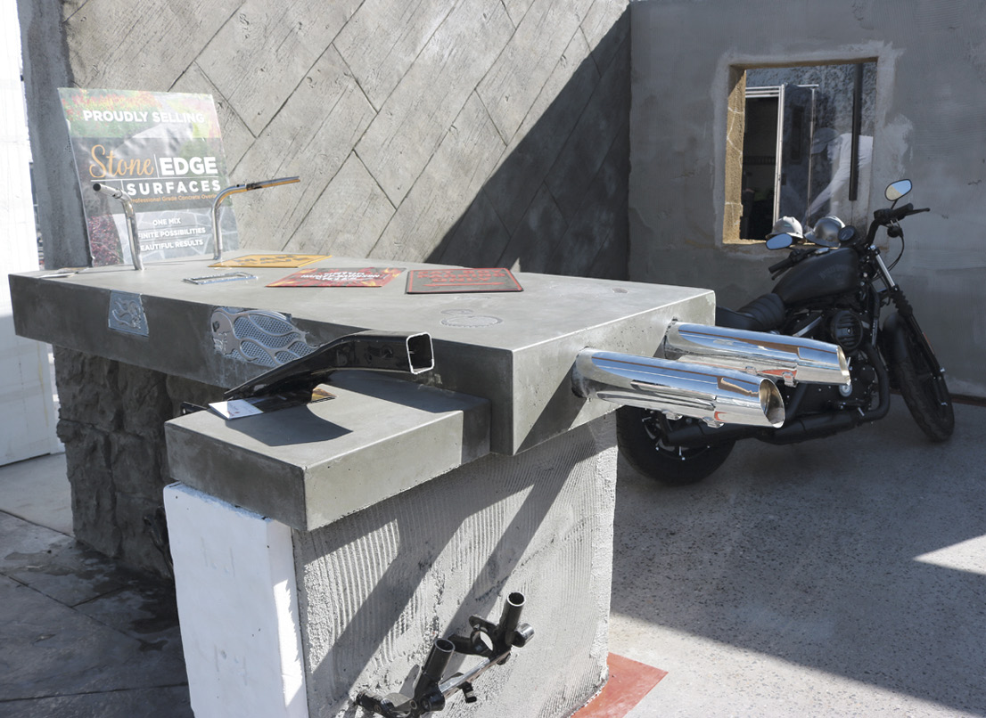 Harley-Davidson inspired concrete countertop at Concrete Decor's Decorative Concrete Live at World of Concrete 2018.