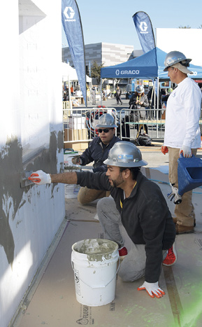 Johnny Angel applies a product by Multicoat at Concrete Decor's Decorative Concrete Live.