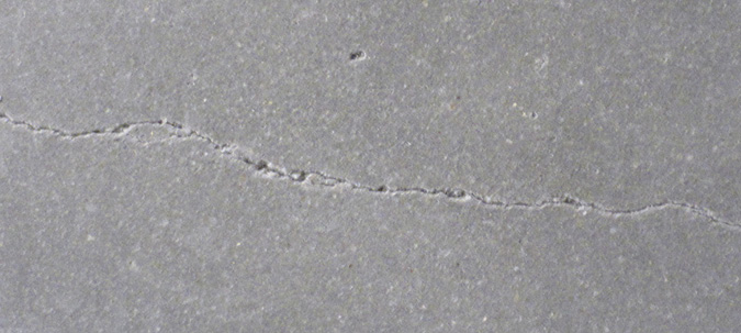 Unfilled shrinkage crack in concrete