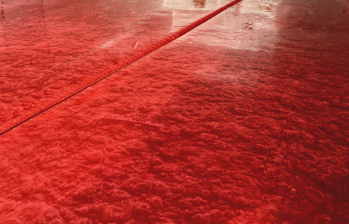 Red metallic epoxy floor
