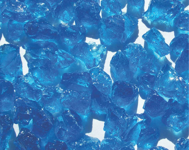 Blue glass aggregate for concrete. Photo courtesy of Heritage Glass