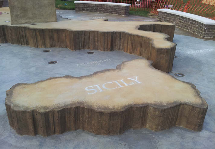 Sicily detail, Christopher Columbus Memorial, Marquette Park, Memphis, Tennessee.