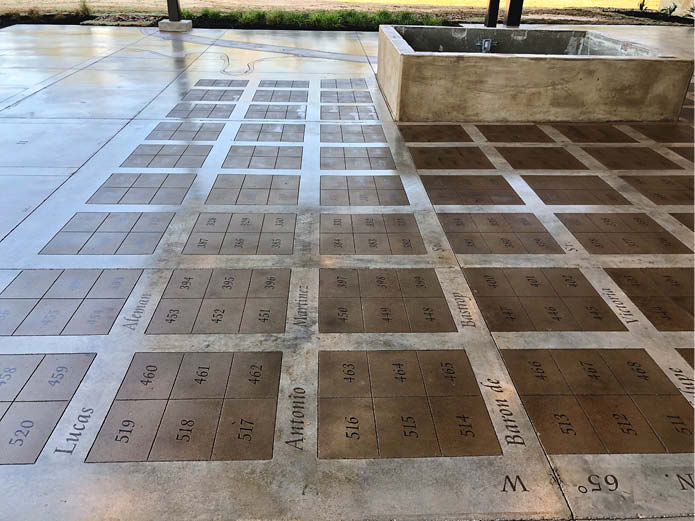 The intricate scoring was done by Carlos Acosta from American Concrete Concepts. American Concrete also completed the polished concrete on the interior of the museum.