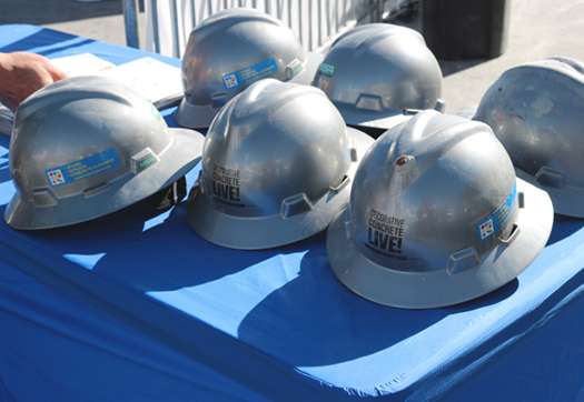 MSA Safety provided helmets for artisans and attendees at Decorative Concrete LIVE! in Las Vegas earlier this year. The need for such a lid on many job sites cant be stressed enough. It should be fitted to the wearer and replaced regularly.