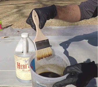How to properly dip a brush for acid stain.