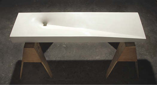 Davis used Buddy Rhodes GFRC mix to cast the sinks she made with reusable fiberglass forms from Expressions Ltd. She sealed the sinks with Omega sealer from the Concrete Countertop Institute, where she hails as an alumna.