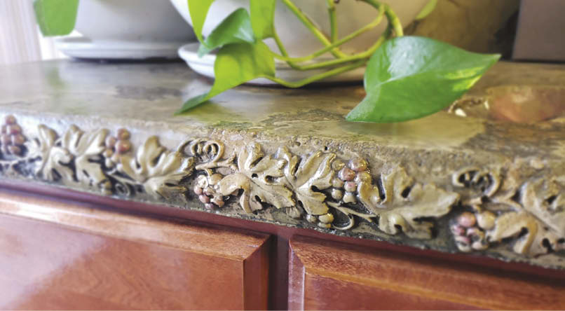 Decorative edge on a concrete countertop