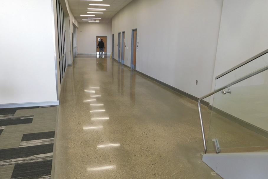 Unfortunately, the other trades went about their business without protecting the floors during construction, says Polished Concrete Consultants' David Stephenson, who oversaw the CTC's concrete placement, finish, polish and maintenance.