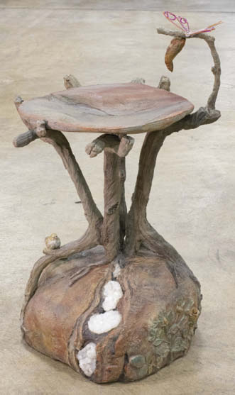 Cindee's final piece, a bird bath, was donated to a charity at the close of the show.