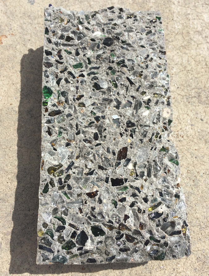 waste glass in concrete such as this glass aggregate