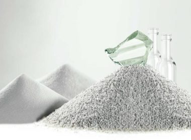 Glass flour next to a pile of other glass aggregate.