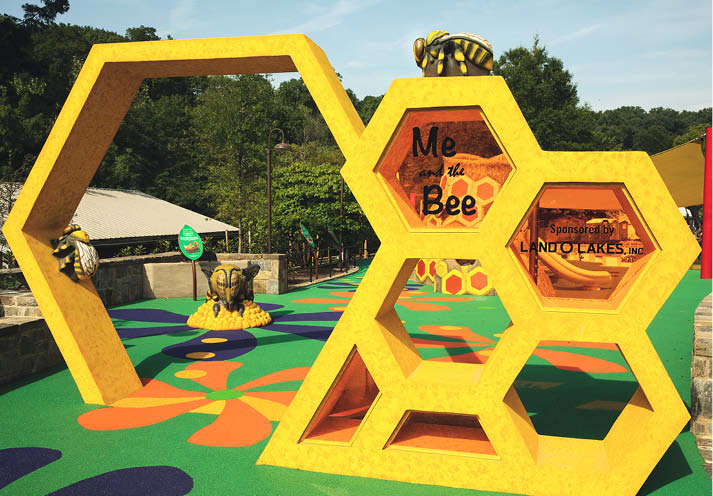Larger than life bee and honeycomb built using GFRC at the Smithsonian National Zoo.
