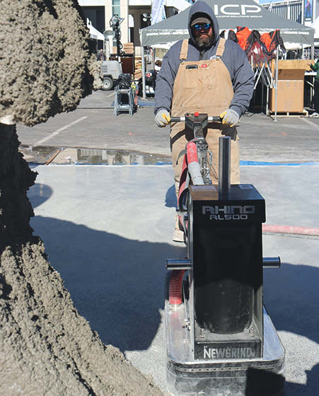 Using a grinder to polish concrete