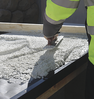 Casting a concrete countertop.