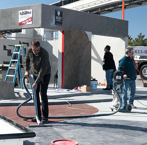 Using dust collection on the space to create a desired look at Decorative Concrete LIVE!