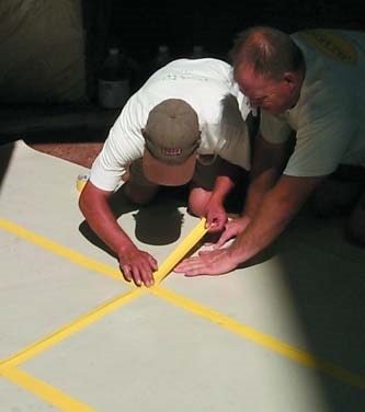 Surface preparation prior to the installation of a concrete stencil ensures less work when cleaning up.