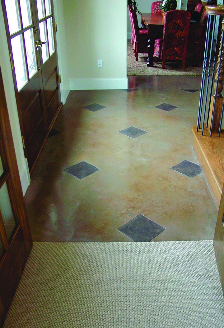Acrylic Stained concrete in the entryway of a San Antonio residence