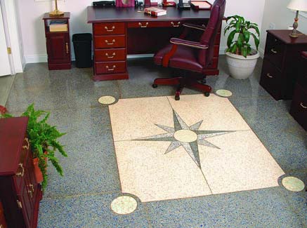 Epoxy terrazzo is excellent for multistory use, as it is relatively light and offers better flex strength than cement terrazzo