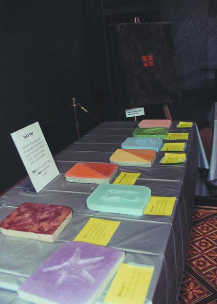 Sample of various concrete applications and colors are shown on display in this exhibit.