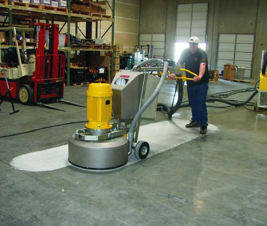 Polishing Concrete Floor - Shannon Ware, vice president of Concrete Restoration Inc. in Seattle, says the densifier also helps to lock in the color of an acid stain and harden the surface so that when you begin to polish youre not removing color. For best results, he adds, a stain should be introduced during the higher level of the polishing process. Shane Siefken, general manager of Justrite Surfaces in Council Bluff, Iowa, says his crew typically applies the densifier after the 120- or 220-grit diamond application. All three men agree that the application of a densifier will slightly darken the color(s).