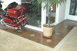 Integral Color: showroom concrete floor tile like look but tougher.