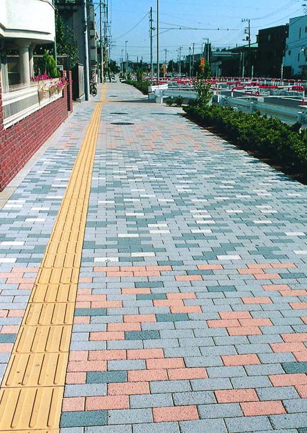 Photocatalysts are used in Japan to keep paving, like these concrete unit pavers,clean and to reduce the effect of air pollution.