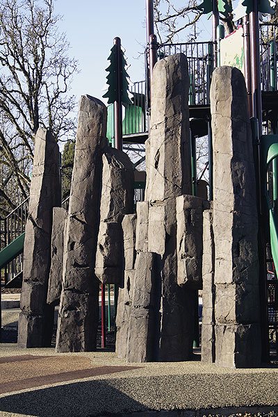 Eugene, Oregon, park where concrete basalt columns were built to match a popular climbing wall nearby.