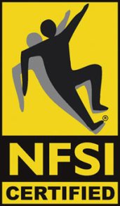 NFSI Certified logo for slip fall resistance on concrete flooring.