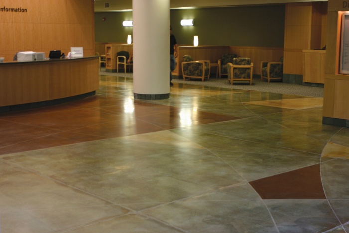 a shot of an Acid stained and polished concrete floor