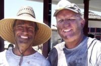 Mike Rowe and Richard Smith from Dirty Jobs slinging color hardner.