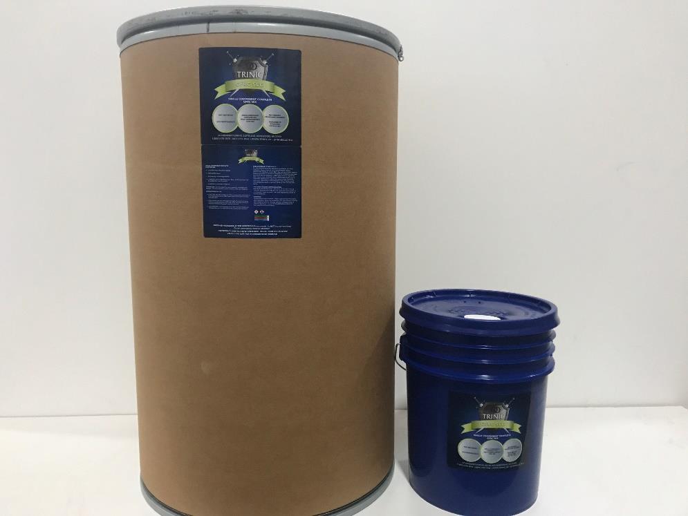 Trinic Pre-blended GFRC products in bucket and barrel 